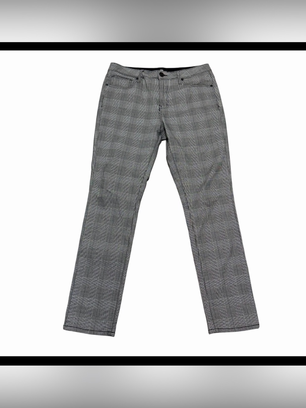 Benjamin Black Slim Fit Pants Gray Windowpane Plaid Men’s Size 36 x 32